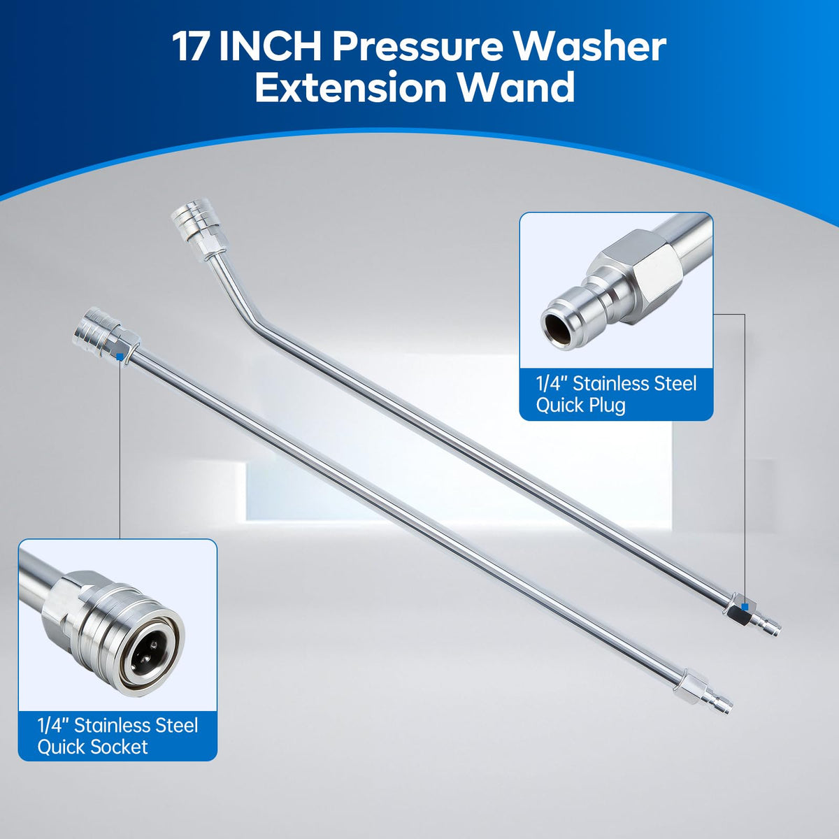 AURORA CAR extension wand 17 inch demonstrates quick connect compatibility