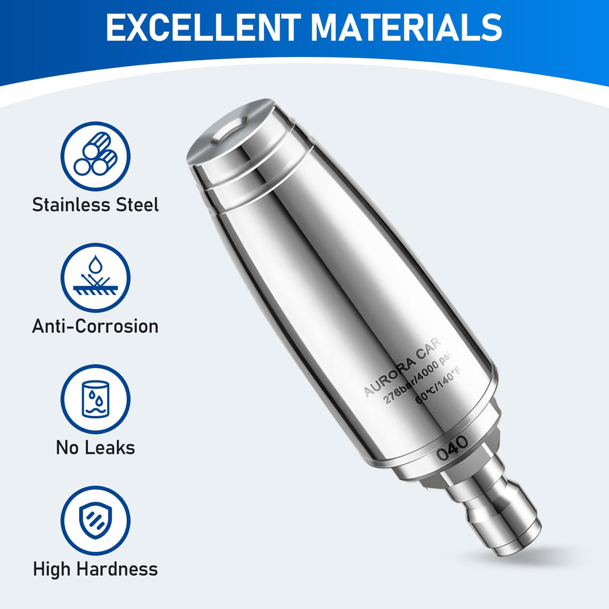 AURORA CAR quick-connect 1/4-inch fitting enables easy tool attachment.