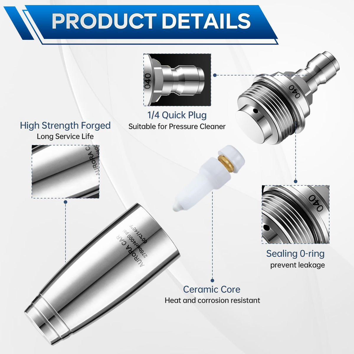 AURORA CAR turbo nozzle delivering rapid cleaning with 4.0 GPM performance.