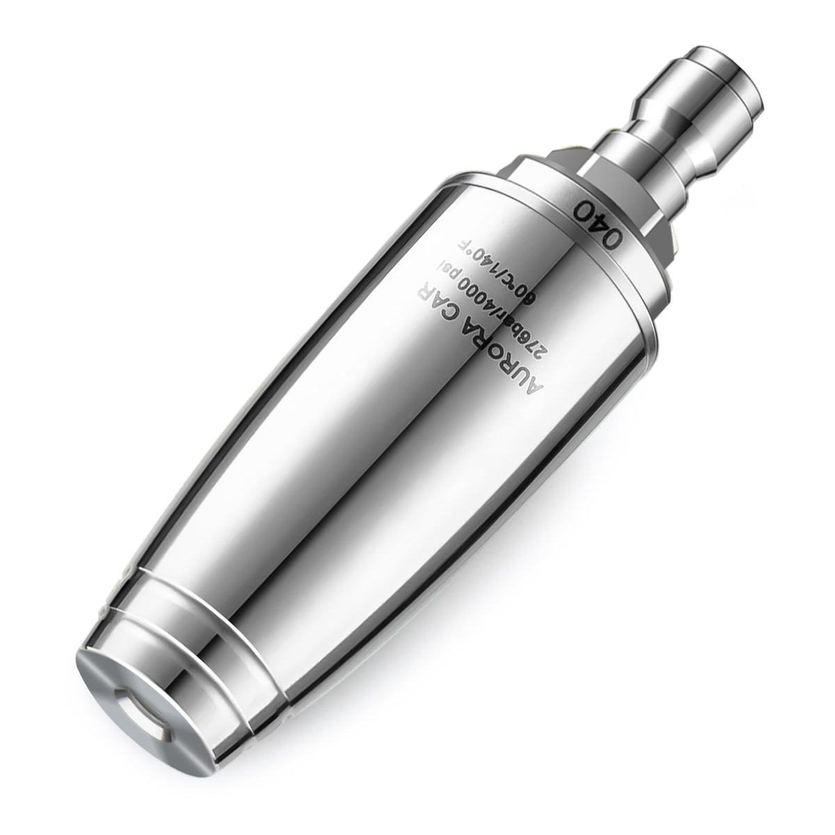 AURORA CAR stainless steel turbo nozzle showing 360-degree rotation for fast, broad cleaning.
