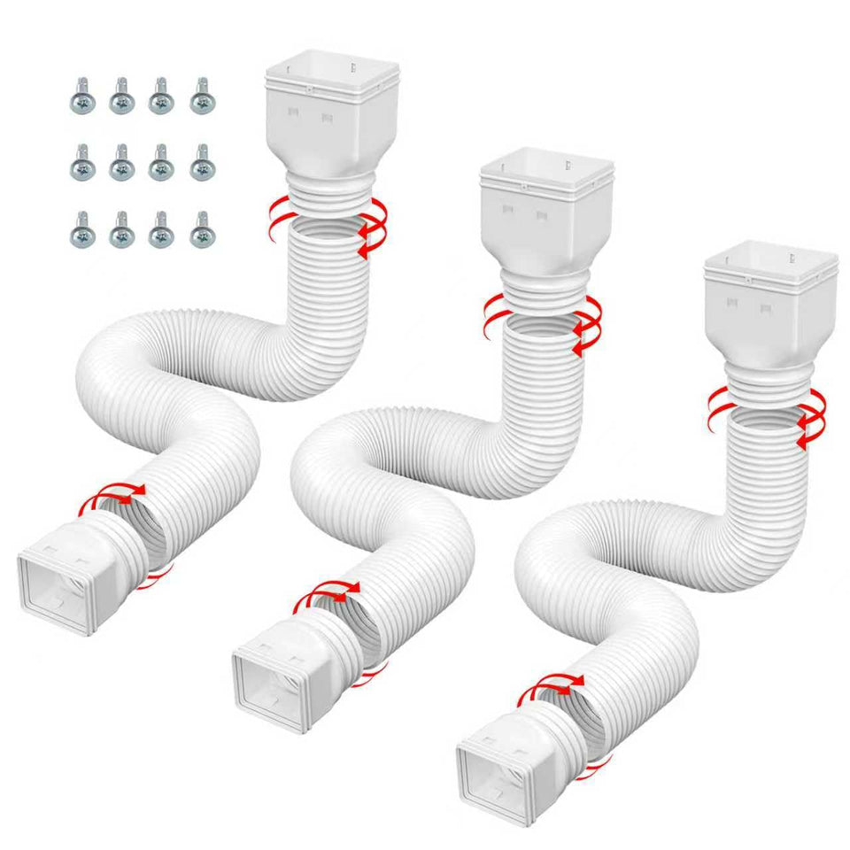 AuroraReveal three-pack downspout extensions ready for installation to protect foundations