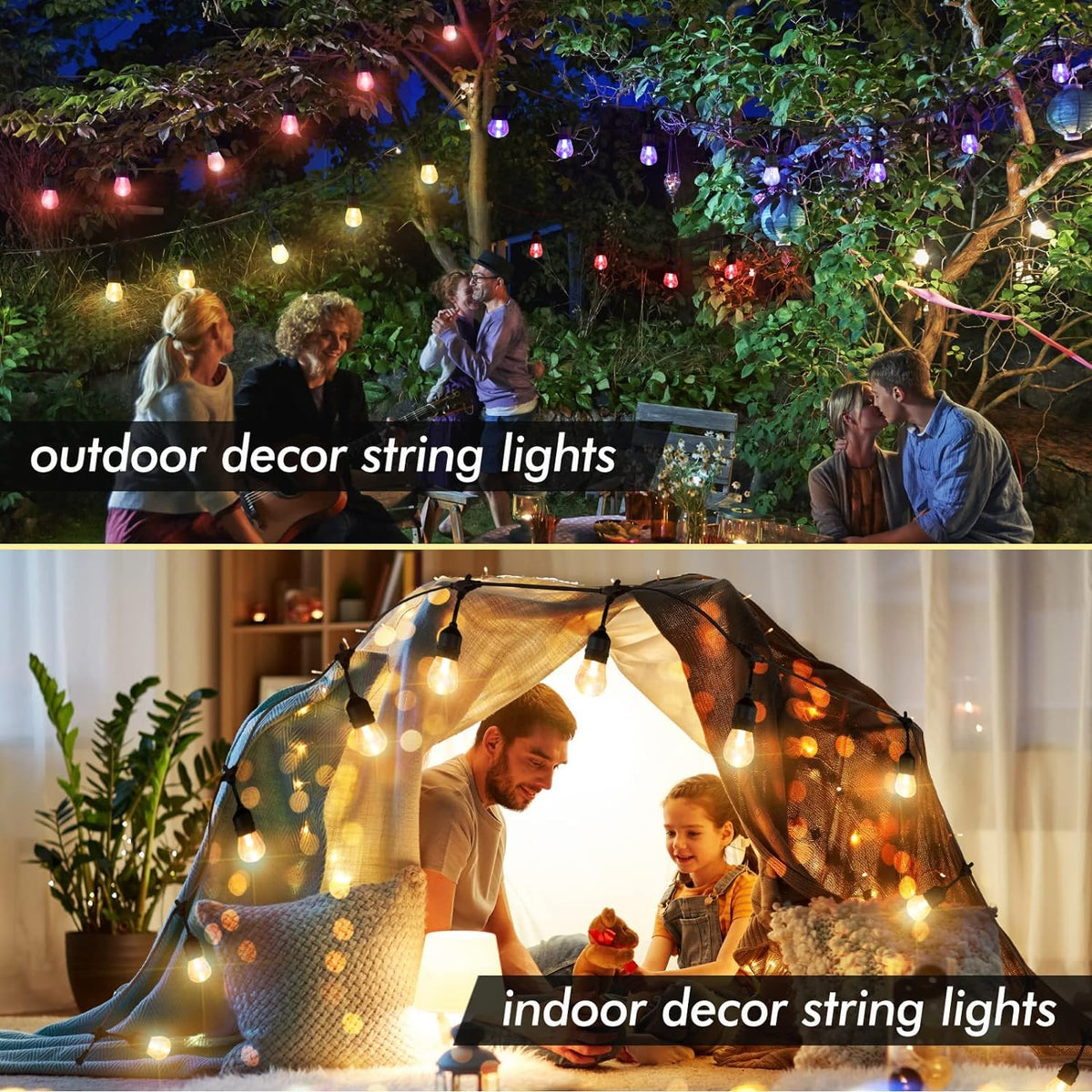 Auroraworld string loops simplify hanging on a patio or fence.
