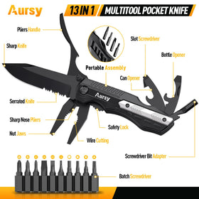 Aursy multitool pliers and needle-nose tool enable precise grip and quick fixes.