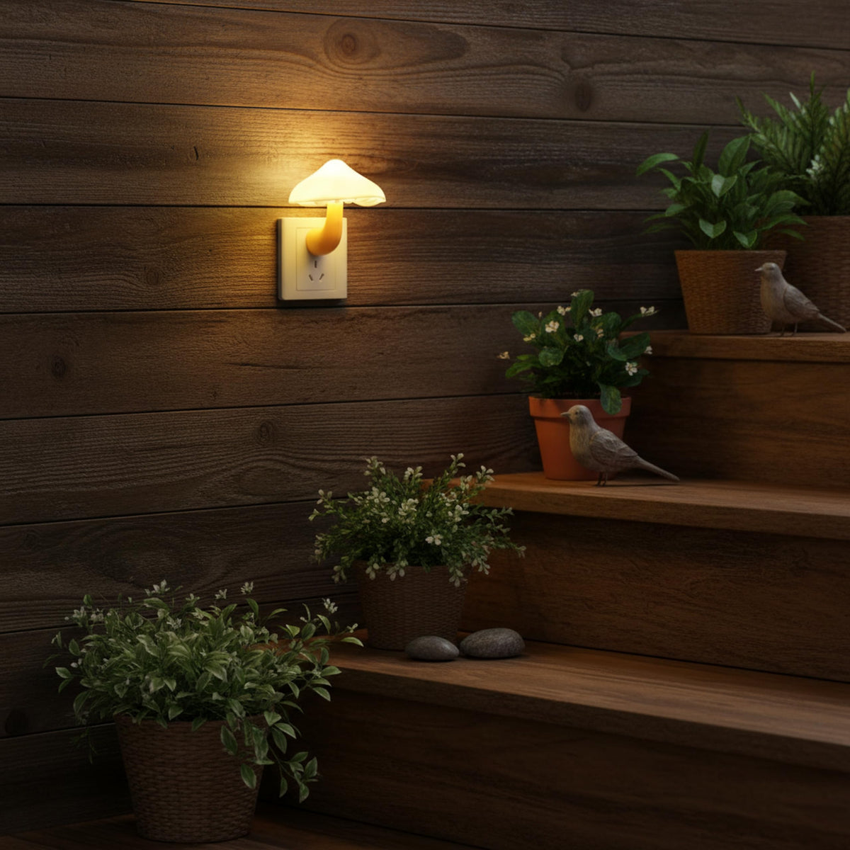 AUSAYE night light bathes bathrooms with subtle ambient lighting.