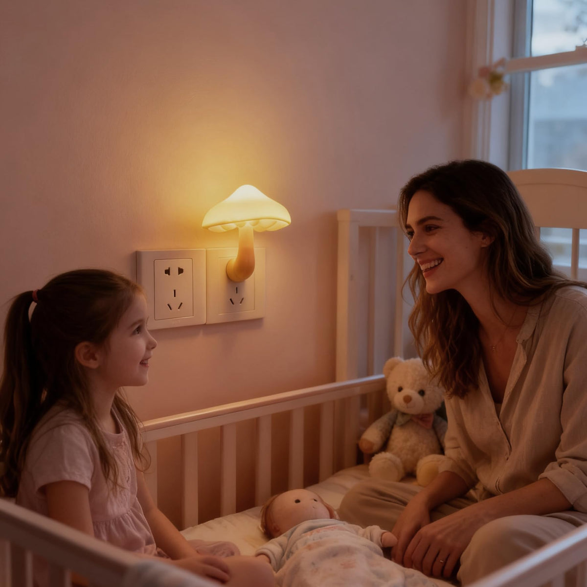 AUSAYE plug-in lamp provides warm glow in kitchens and living spaces.