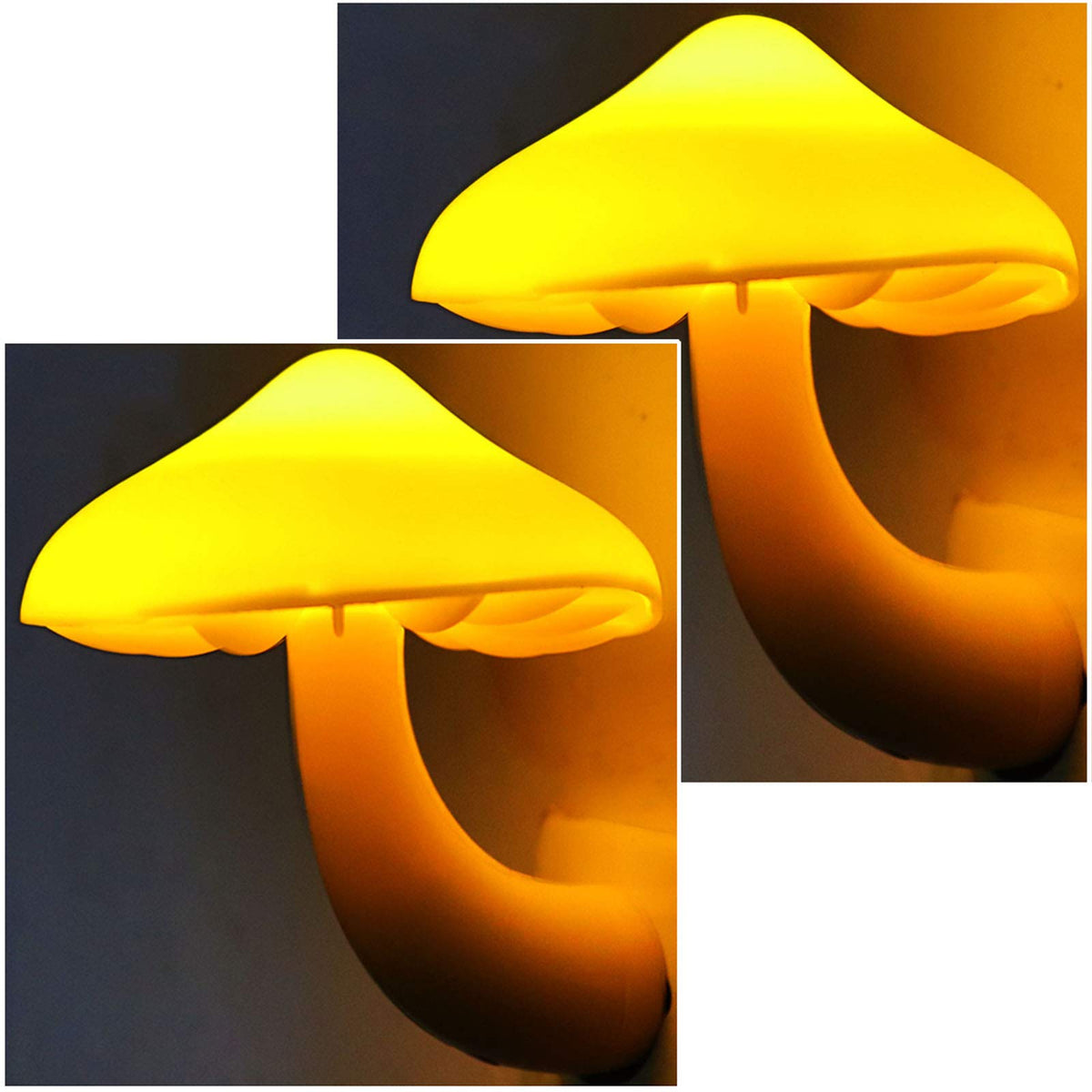 AUSAYE mushroom night light glows softly in the bedroom for peaceful nights.