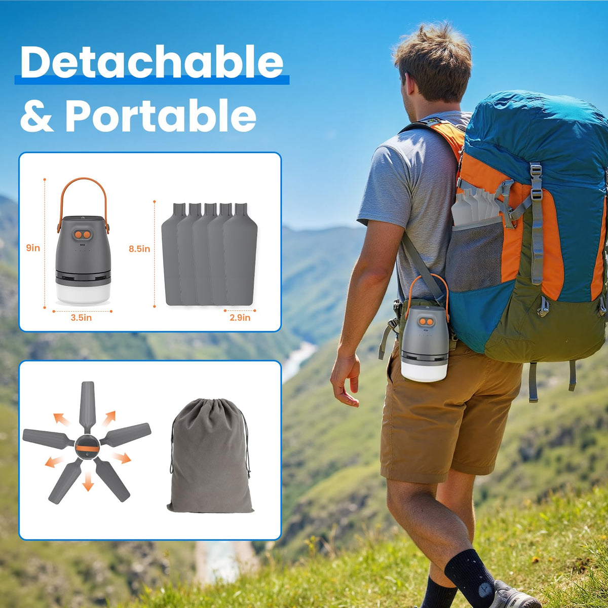 Ausic detachable blades pack for compact travel and storage