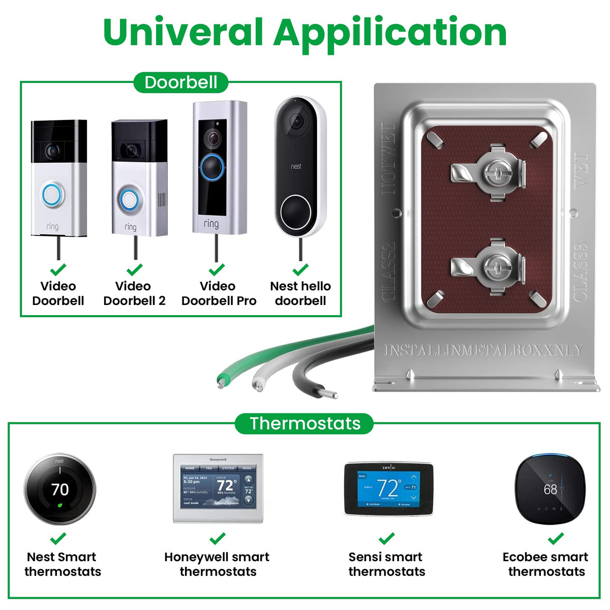 Auspow doorbell transformer installation in a standard electrical box for secure mounting.