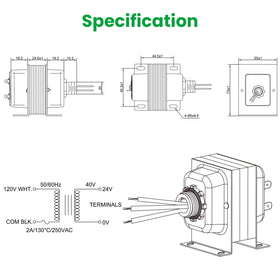Auspow easy install doorbell transformer with screws or clips.