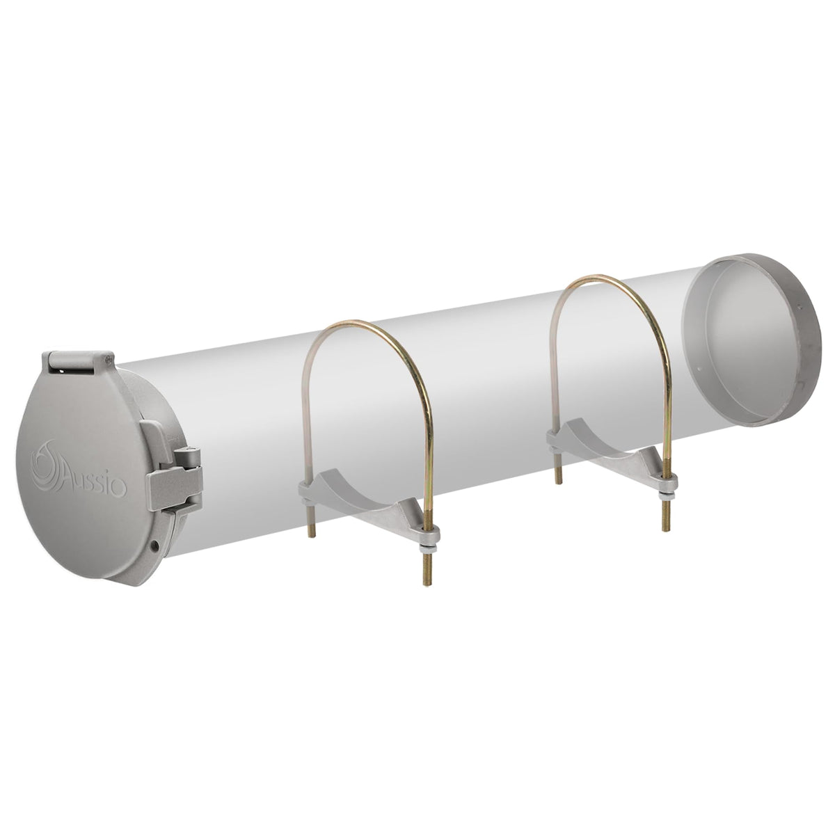 Aussio conduit carrier front cap secures 6-inch pipes during transport