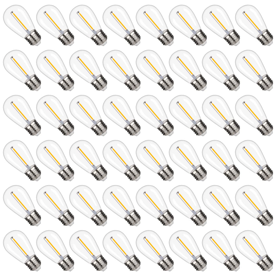 Austin Coast S14 bulb clear with 70 lumens, warm 2200K glow for cozy outdoor decor