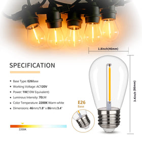 Austin Coast S14 waterproof bulb for outdoor string lights in any weather