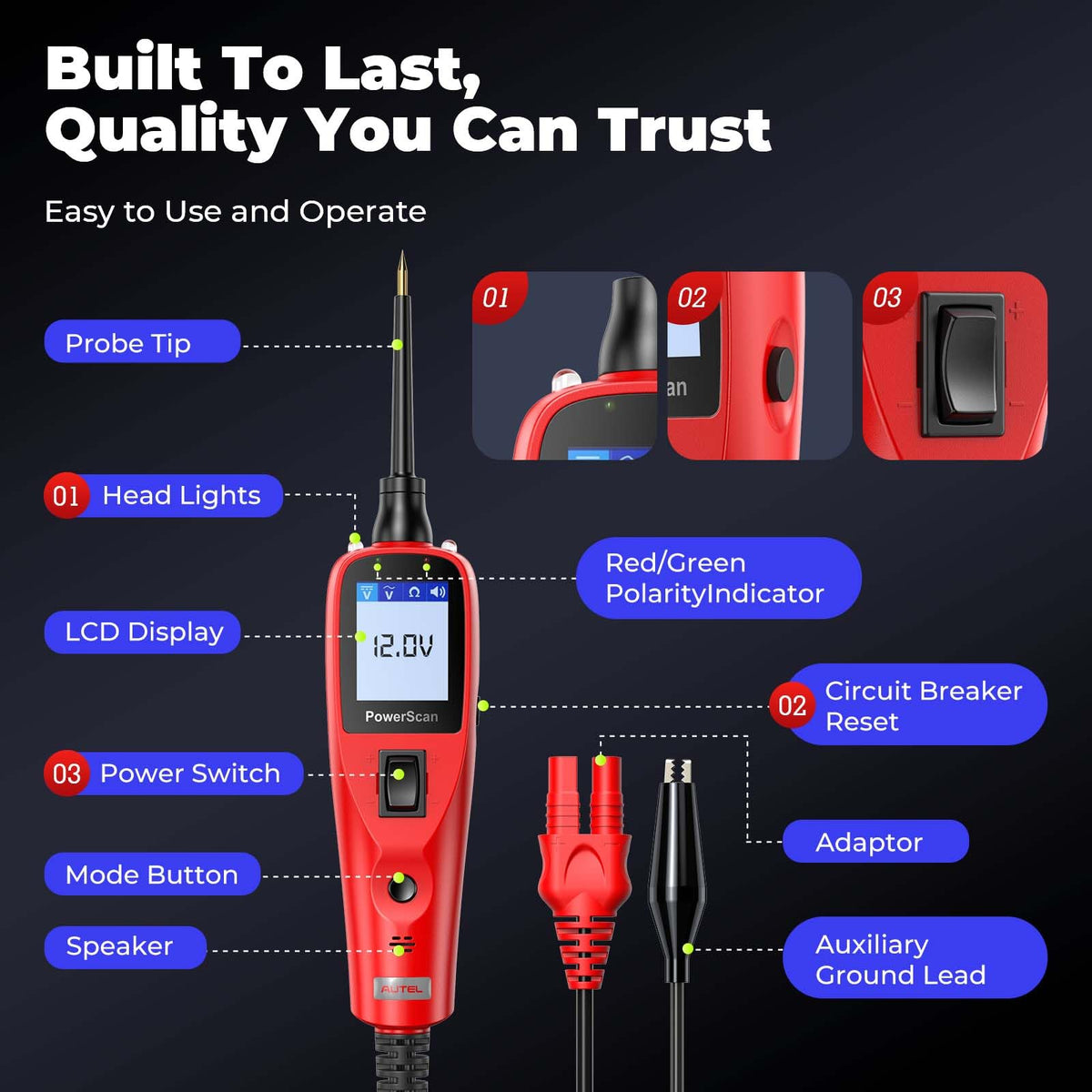 Autel PowerScan built-in flashlight assists work in dim engine bays