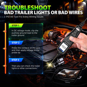 Autel PS100 built-in LED flashlight aids testing in dim spaces