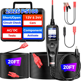 Autel PS100 circuit tester performing DC and AC voltage tests for quick diagnostics
