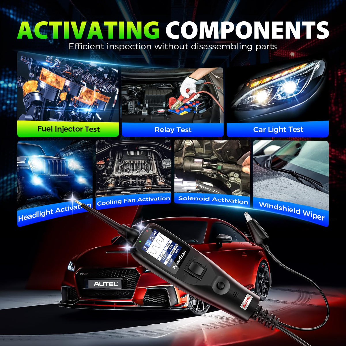 Autel PS100 LED indicators show polarity for safe connections