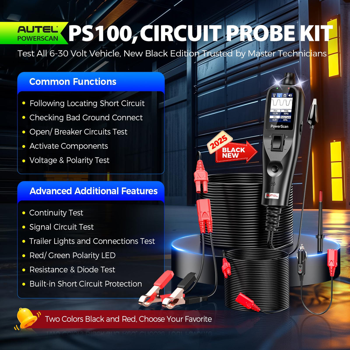 Autel PS100 identifies short circuits and traces with built-in protection