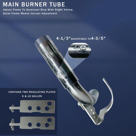 AutoAlly RV water heater 91638 burner tube close-up improves combustion efficiency for faster heating.