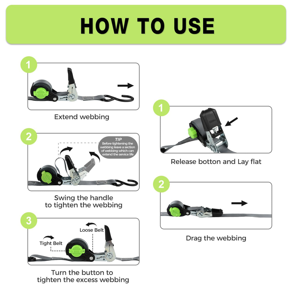 Autofonder NeatStrap 15-foot strap fits many trucks and trailers.