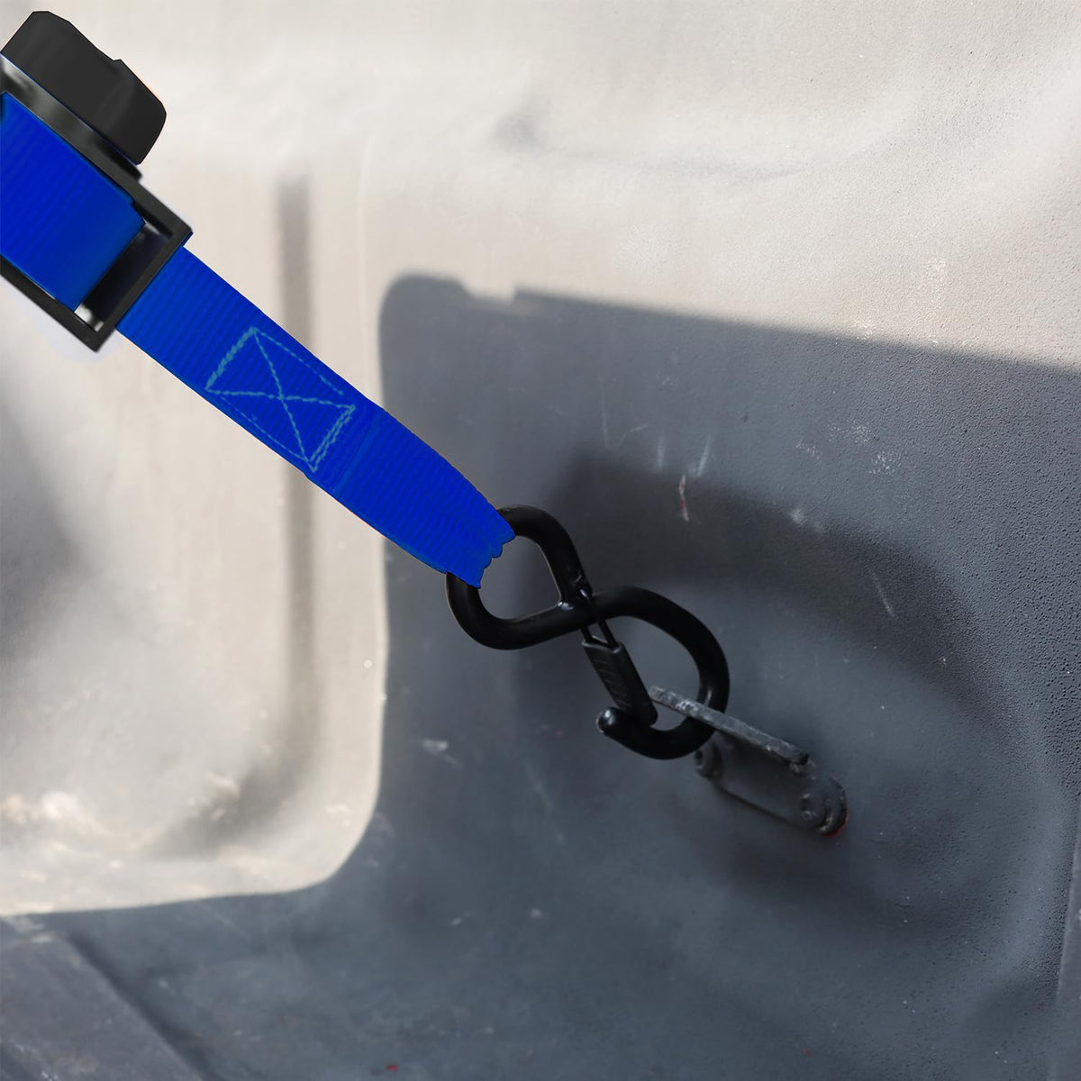 Autofonder NeatStrap soft loop protects delicate surfaces while anchoring.