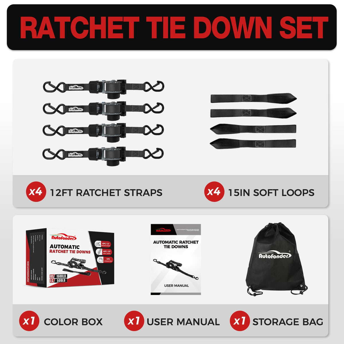 Autofonder storage bag keeps straps organized and ready.