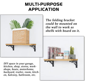 AUTOHJ folded-shelf brackets keep your workspace clear when not in use.