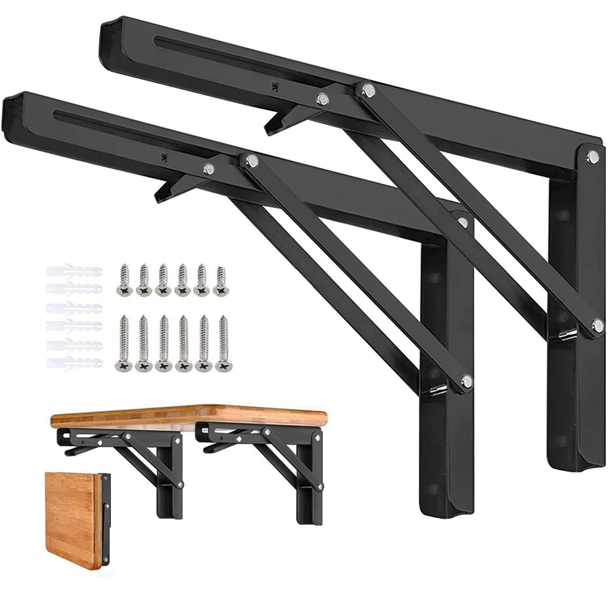 AUTOHJ folding shelf bracket 16in wall mount provides sturdy, space-saving support for shelves.