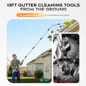 Automiim 3-in-1 gutter head with brush, scoop, and rake for versatile debris removal