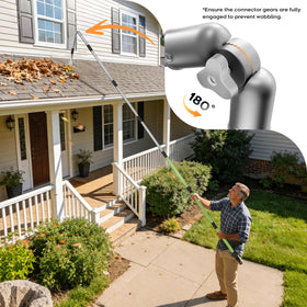 Automiim gutter cleaning from the ground in action