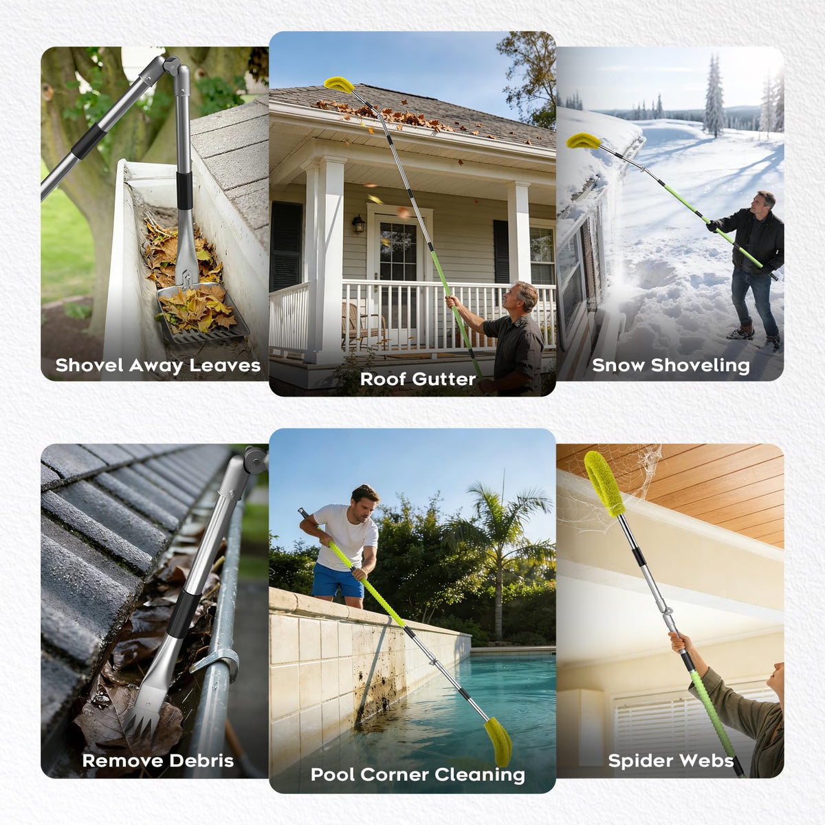 Automiim leaves and debris removal on gutters and eaves