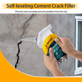 Autosel concrete crack filler being applied with caulking nozzle for seamless concrete repairs