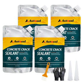 Autosel concrete crack filler elastic formula close-up showing flexible seal for ground movement.