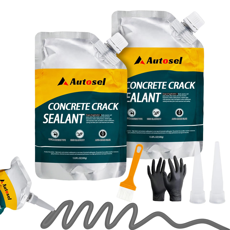 Autosel concrete crack filler bottle pour shows high elasticity for outdoor crack repair.