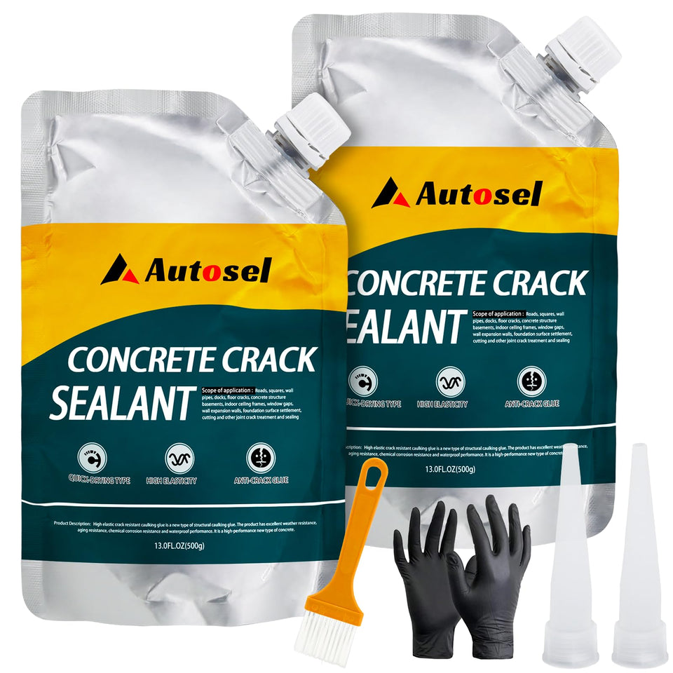 Autosel packaging shows ready-to-use crack filler for quick repairs.