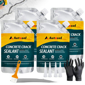 Autosel concrete crack filler being poured for durable driveway repair.