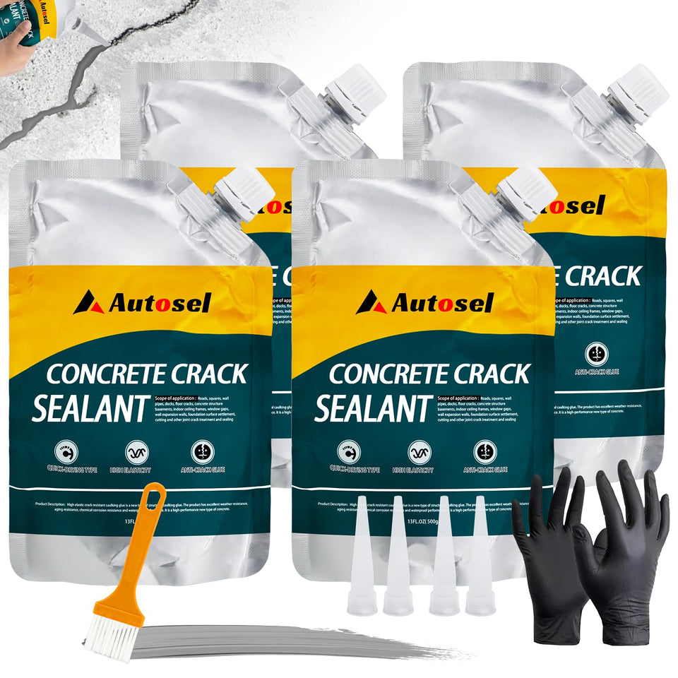 Autosel concrete crack filler being poured for durable driveway repair.