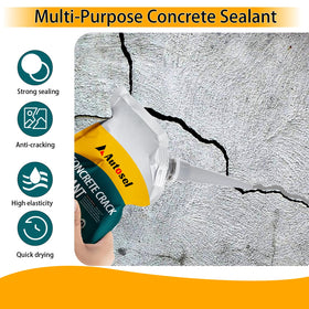 Autosel concrete crack filler waterproof barrier sealing a crack against rain and weather exposure.