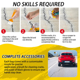 Autosel patching a sidewalk with a seamless, invisible repair after cure.