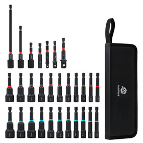 AutoViteX 29-piece magnetic nut driver set shown in full kit for fast one-handed fastening