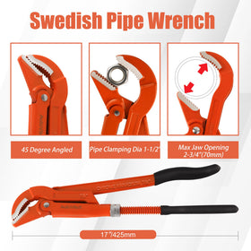 AutoViteX heavy-duty pipe wrench with chrome-knurled nut for fast locking.