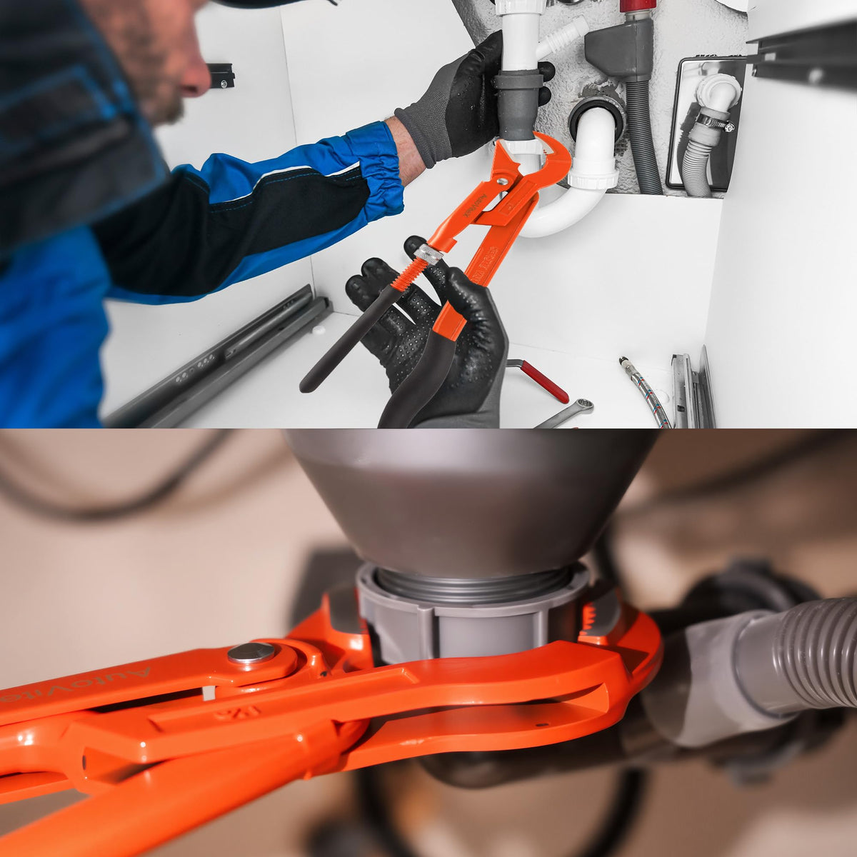 AutoViteX 70 mm max jaw opening for versatile pipe and bolt gripping.