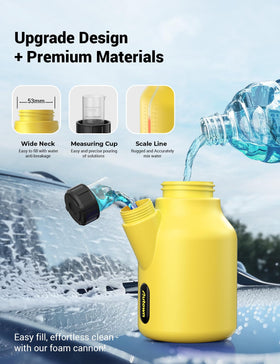 AUTOWN foam cannon has a 1 L bottle for longer sessions.