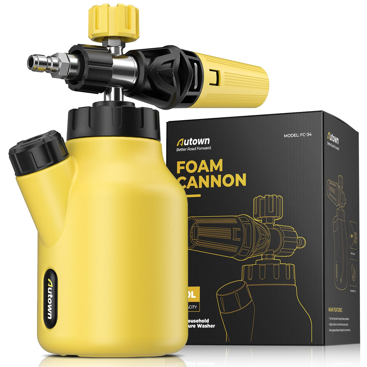 AUTOWN foam cannon with side filling port for stable refills.