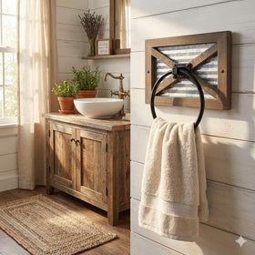 Autumn Alley weathered wood and galvanized metal detail for long-lasting farmhouse style