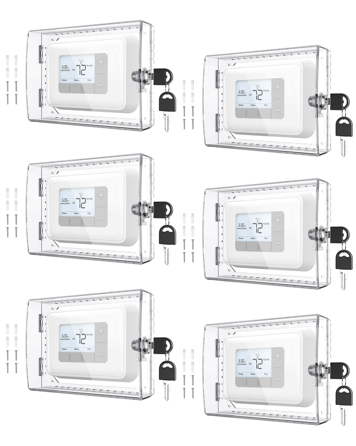 AUURIO thermostat lock box front view demonstrates tamper-resistant protection