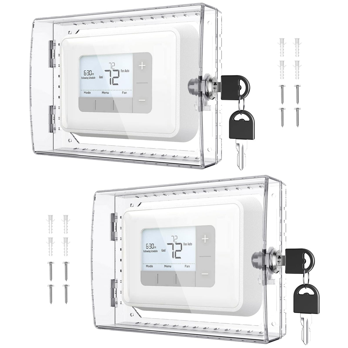 AUURIO thermostat lock box with key — front view for tamper protection and easy access