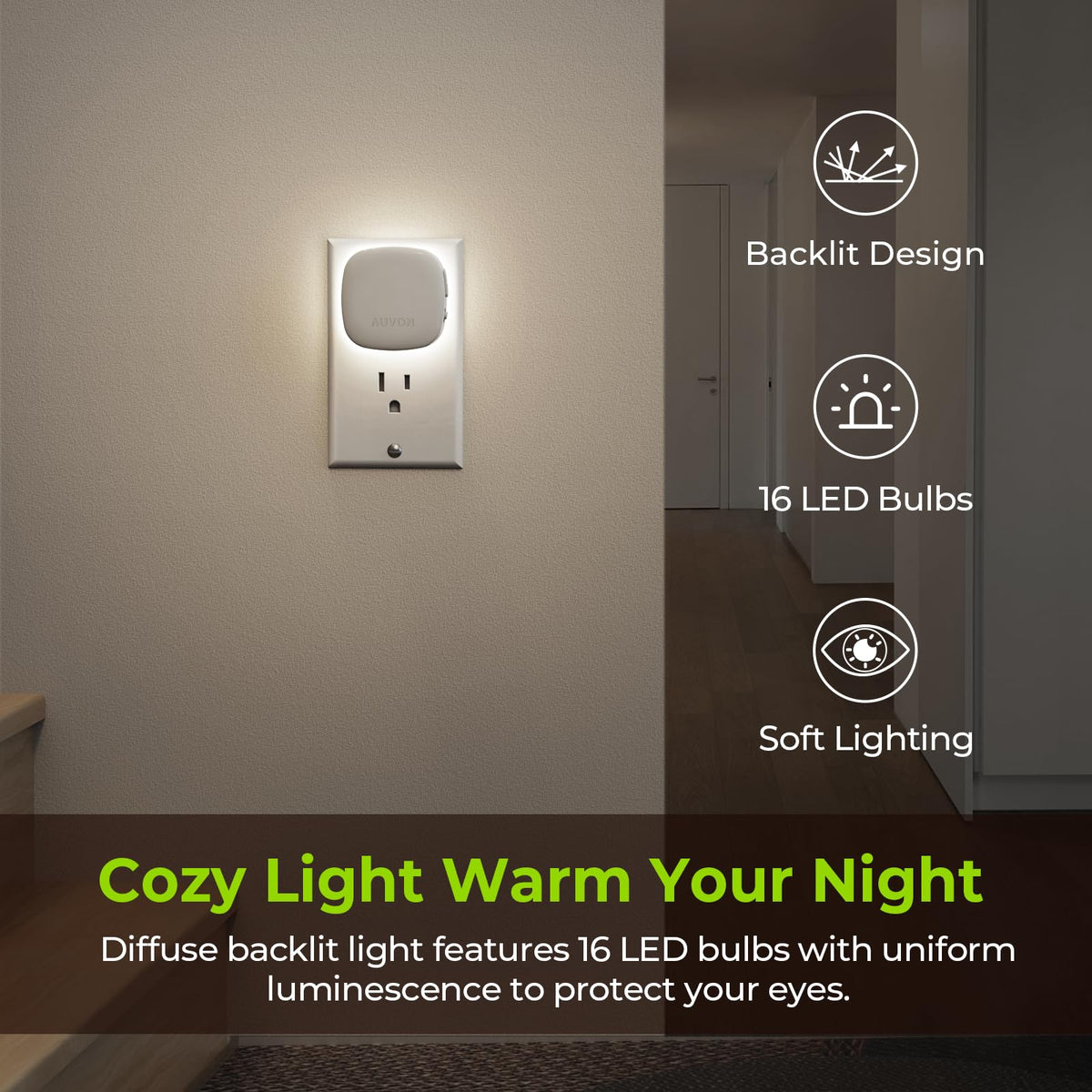 AUVON dimmable night light lets you adjust brightness from 1 to 50 lumens.