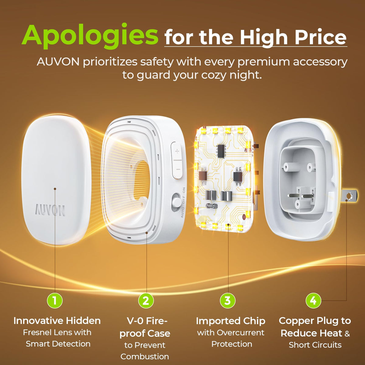 AUVON two-pack night lights for reliable home coverage