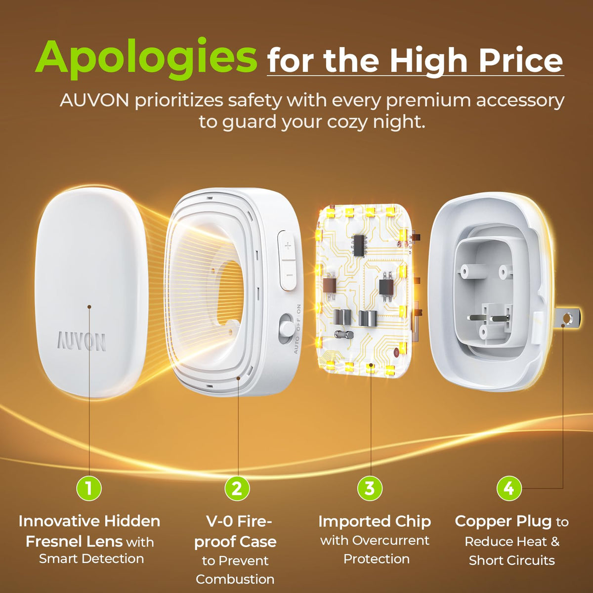 AUVON four-pack night lights keeps outlets available
