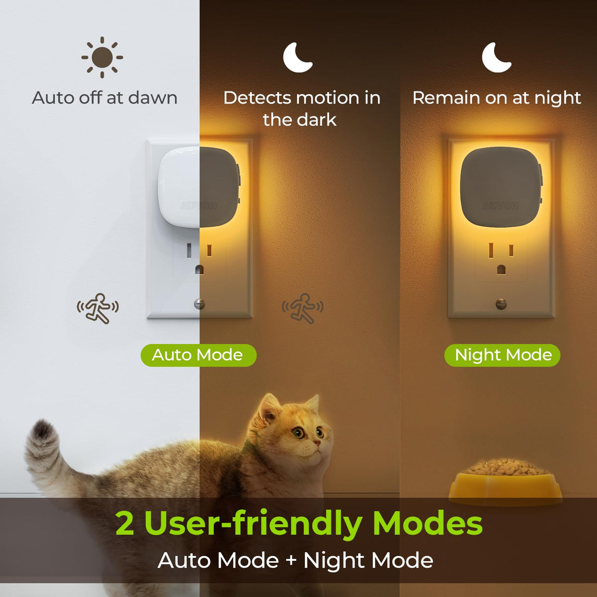 AUVON dusk-to-dawn night light auto on at low light